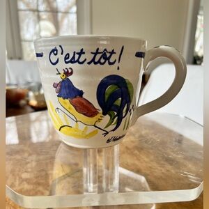 LA MADELEINE OVERSIZED COFFEE CUP/  MUGS"C'EST TOT!" JOIE DE VIVRE!" Rooster